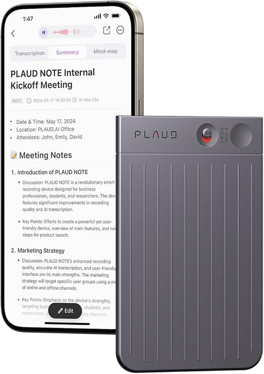 PLAUD NOTE AI Voice Recorder with GPT-4, Membership, Magnetic Case，Starlight