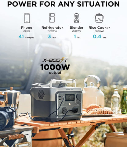 EcoFlow River 2 MAX Portable Power Station with Max. 500W AC output & Built in 512Wh (42Ah@12V) LFP Battery