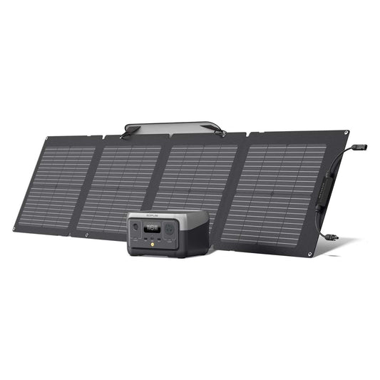 ECOFLOW 256Wh LiFePO4 Portable Power Station RIVER 2+110W Foldable Portable Solar Panel