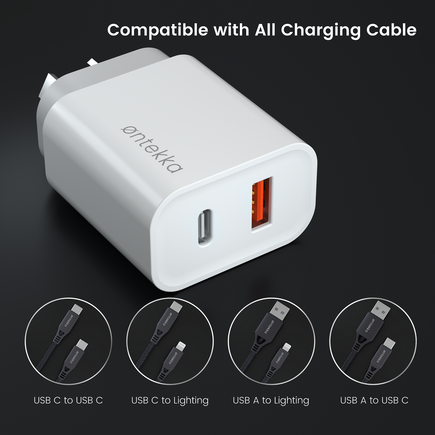 Ontekka 20W USB-C&A PD Dual Port Wall Charger